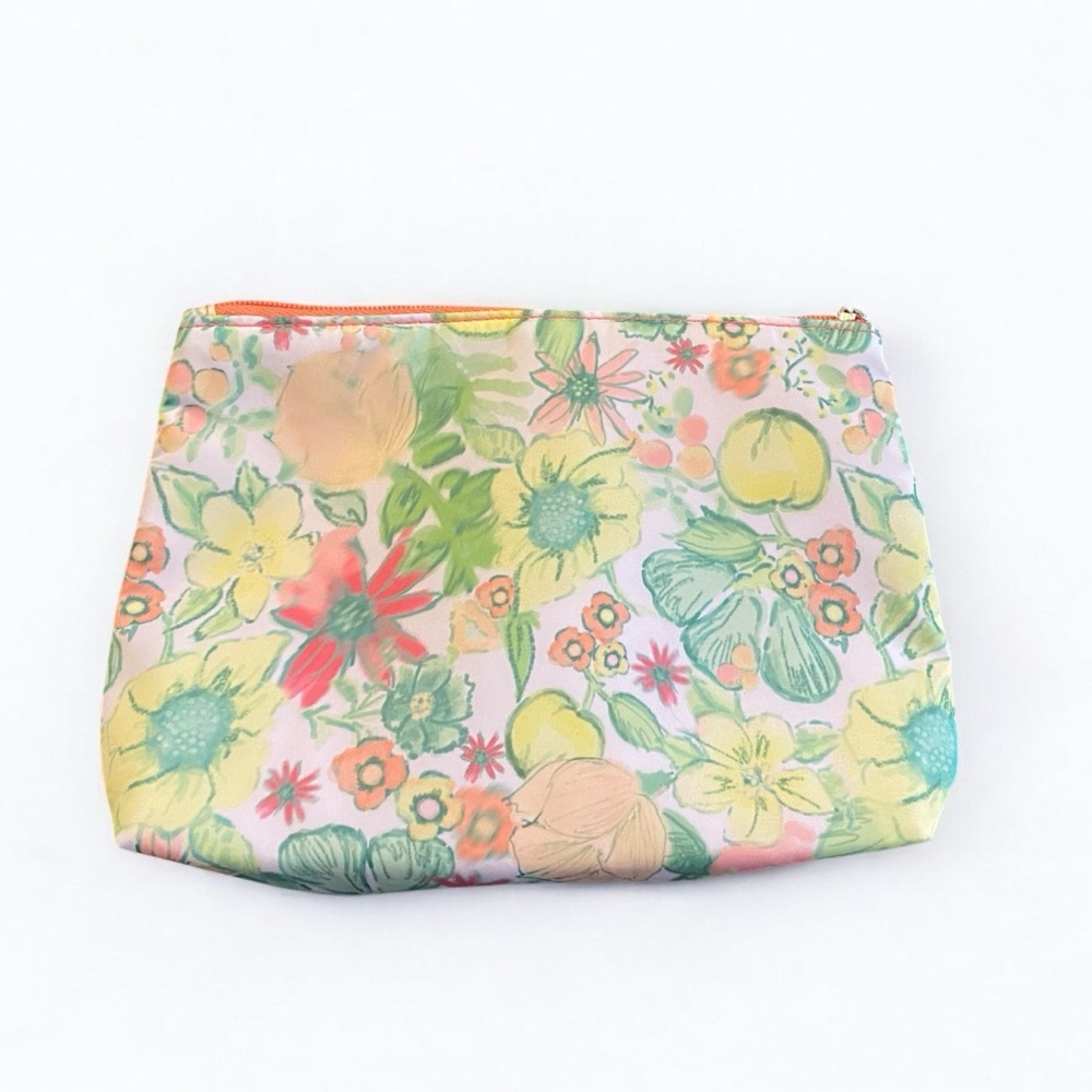Clinique Pastel Floral Cosmetic Bag 9” W X 6” H X 2” D